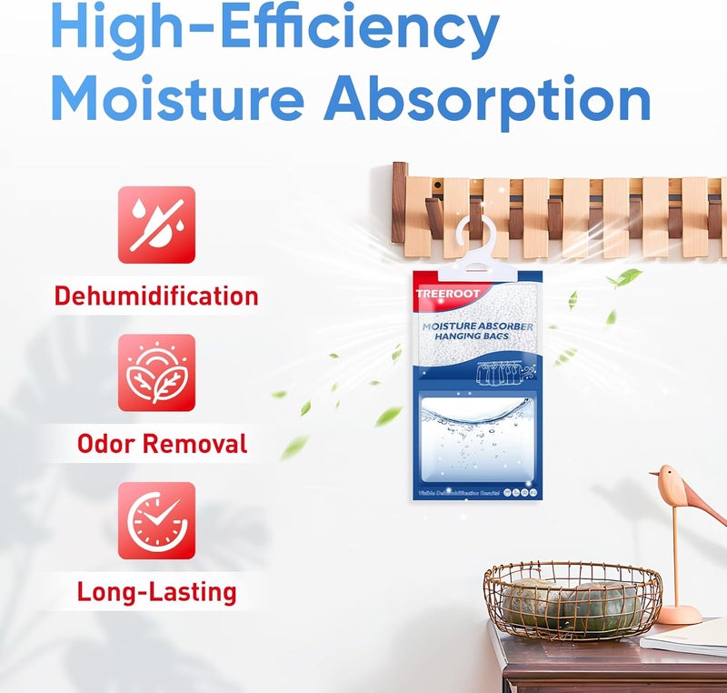 Treeroot 24 Pack Moisture Absorbers for Closet, 6.4OZ Hanging Closet Dehumidifier Bags, Hanging Humidity Absorber in Wardrobes, Kitchens and Bathrooms - Image 3